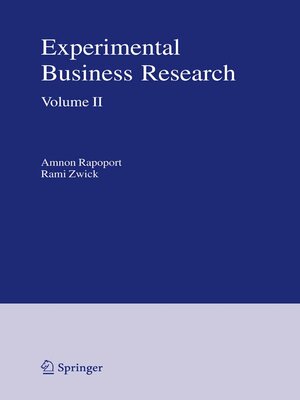 cover image of Experimental Business Research Volume II